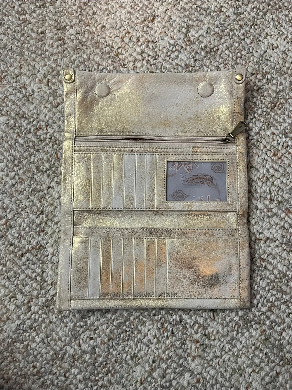 HOBO Brand Metallic Gold Women's Leather Wallet